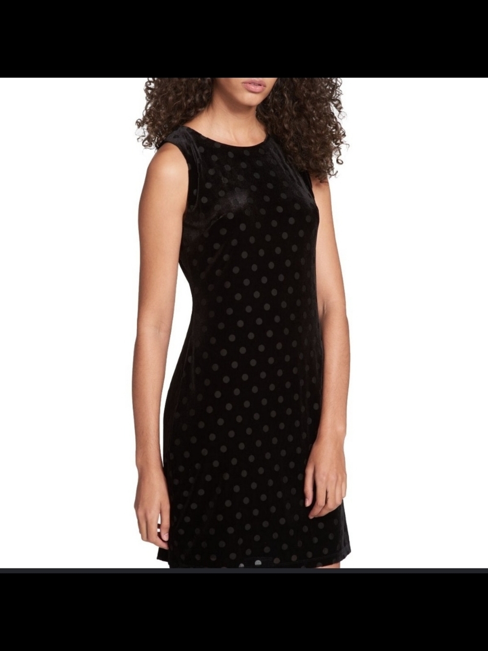 EUC TOMMY HILFIGER Black Sleeveless Velvet Polka Dot Burnout Sheath Dress SZ 16